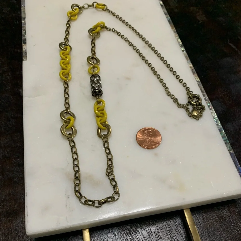 J. Crew yellow & antique gold link 31” necklace